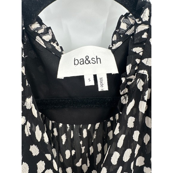 Ba&sh Bingo Ruffled Trim Blouse Black White Small - Picture 3 of 6